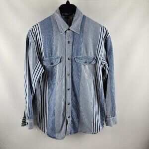 Zeppelin Shirt Mens Large Blue White Vintage Striped Style IIIII L/S Button Up